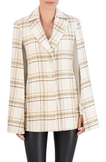 Ookie & Lala Plaid Cape Coat in Beige/Brown at Nordstrom Rack, Size X-Small