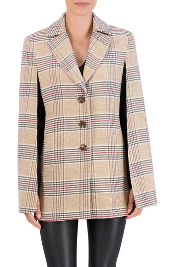 Ookie & Lala Plaid Cape Coat in Black/Red/Camel at Nordstrom Rack, Size X-Small