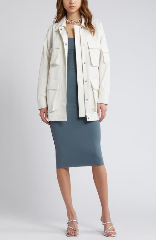 Open Edit Oversize Twill Utility Jacket in Ivory Cloud at Nordstrom, Size Small