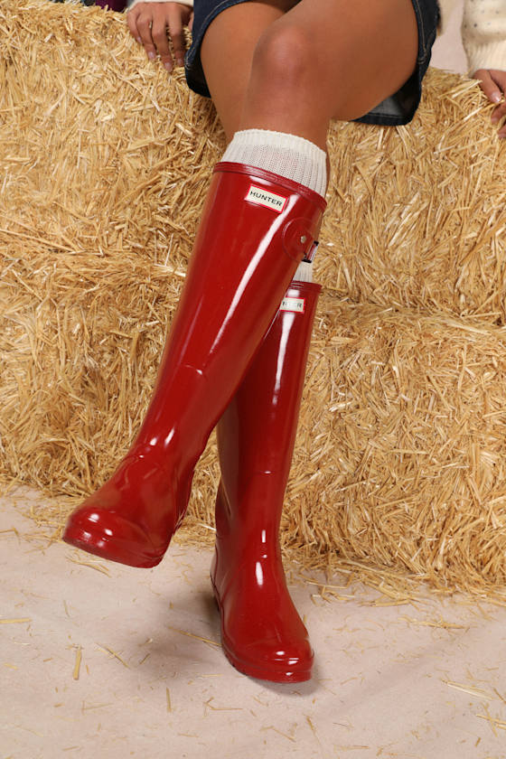 Original Tall Military Red Glossy Rain Boots