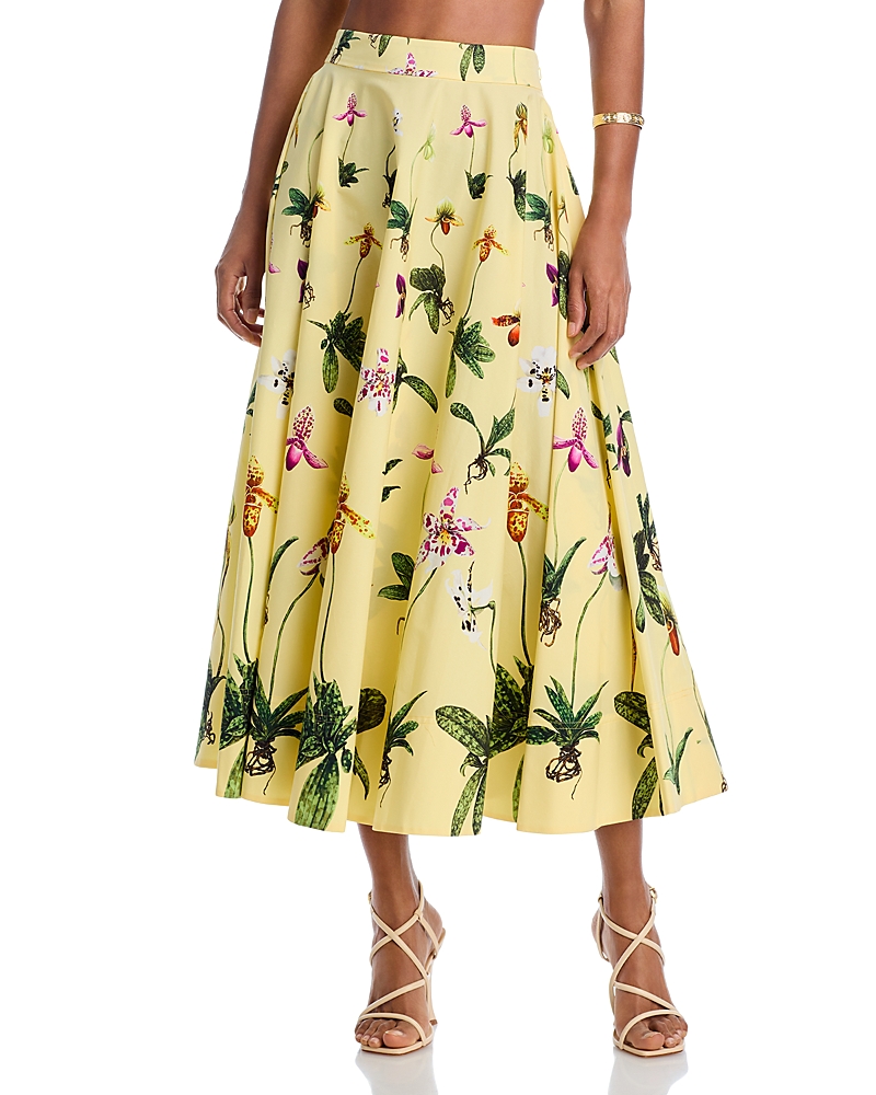 Oscar de la Renta Orchids Circle Skirt