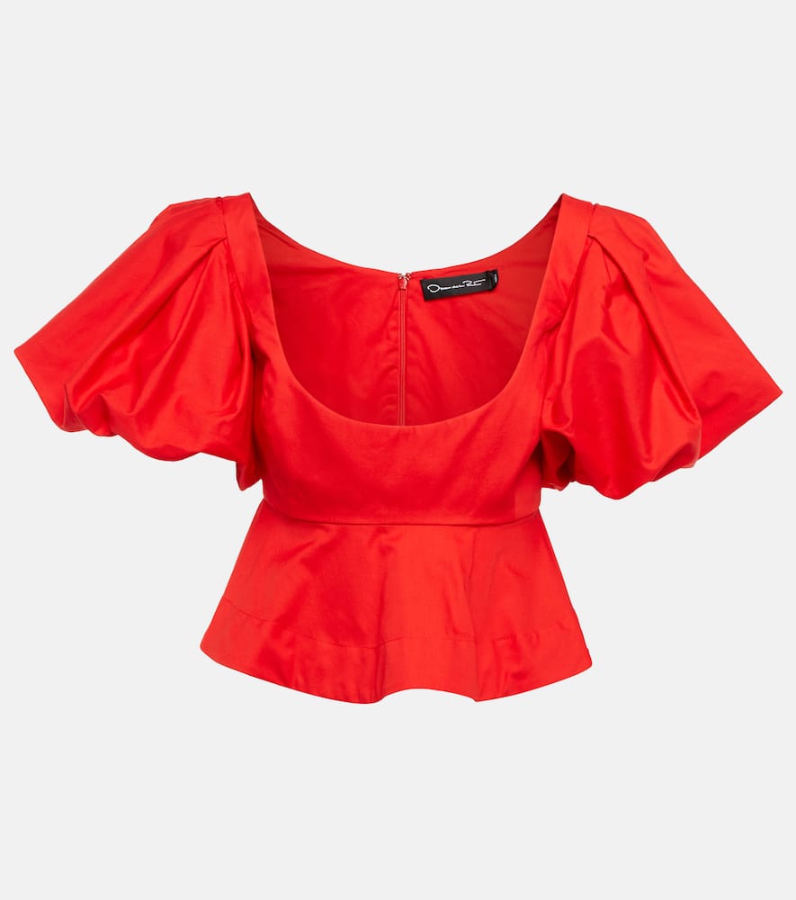 Oscar de la Renta Peplum cotton crop top