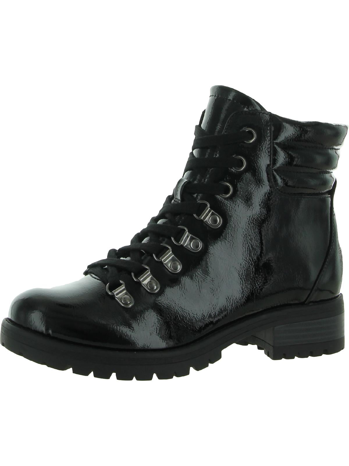 Other Side Womens Vegan Leather Ankle Combat & Lace-up Boots