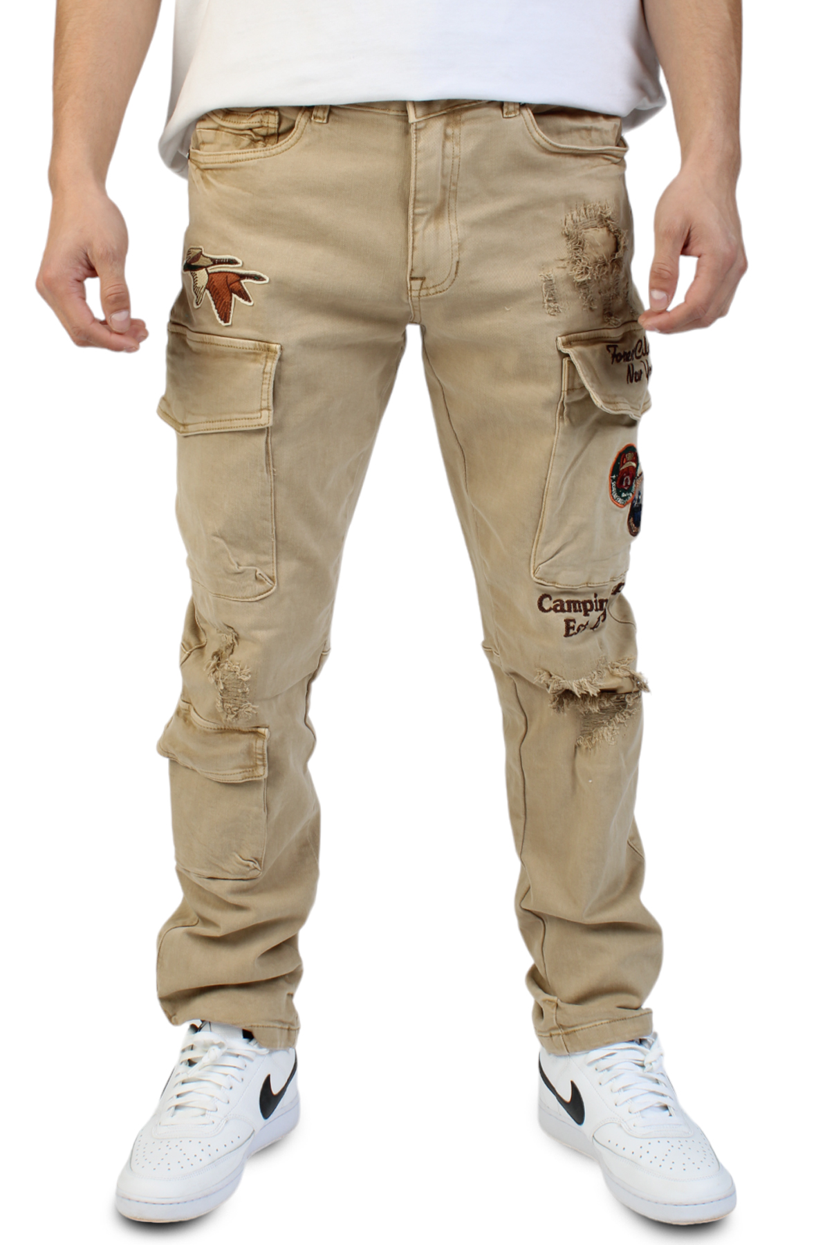 Outdoor Color Denim Cargo Pants