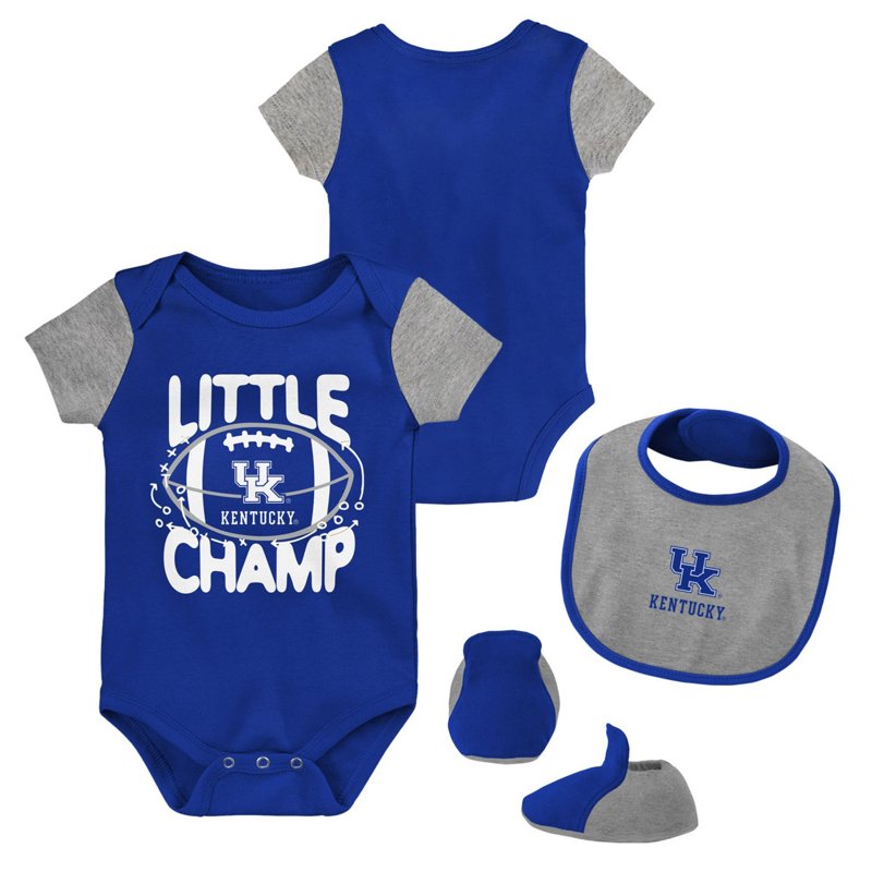 Outerstuff Newborn /Heather Gray Kentucky Wildcats Little Champ Bodysuit Bib Booties Set Royal, 0-3 Months - NCAA Youth Apparel at Academy Sports