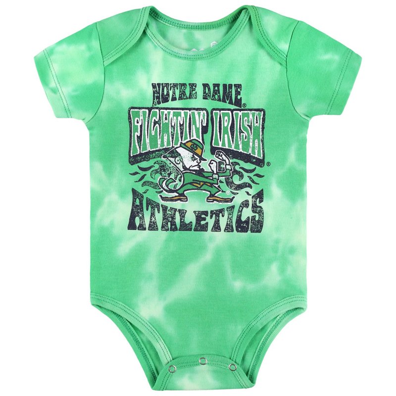 Outerstuff Newborn Notre Dame Fighting Irish Lil Rocker Tie-Dye Bodysuit Green, 0-3 Months - NCAA Youth Apparel at Academy Sports