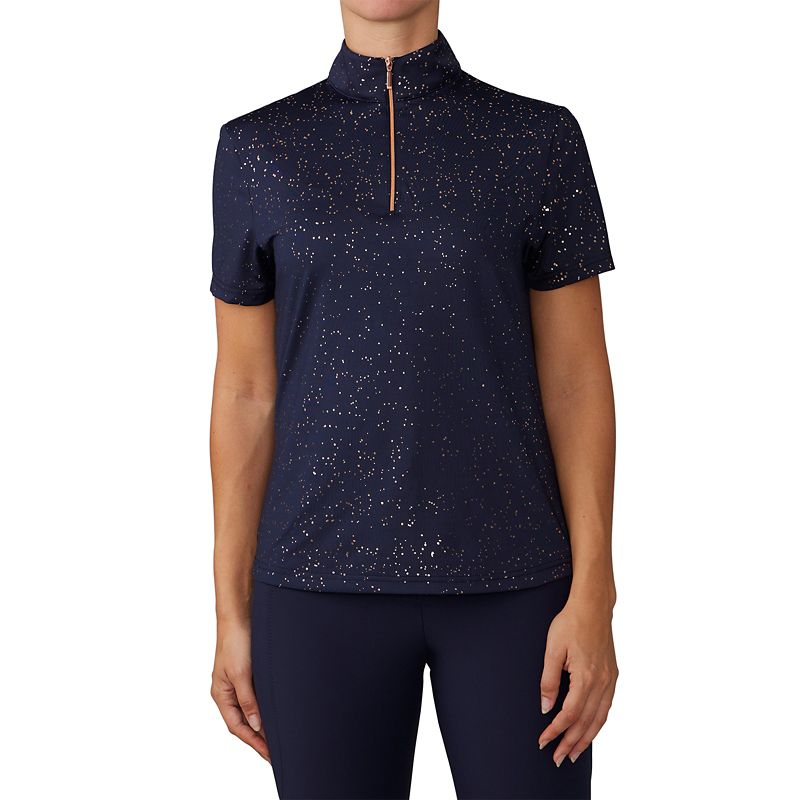 Ovation Elegance Glitter Dot Shirt M Navy Rose