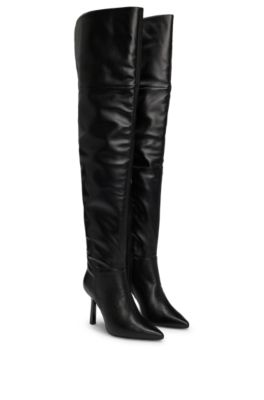 Over-the-knee boots in faux leather- Black Women's Boots size 6