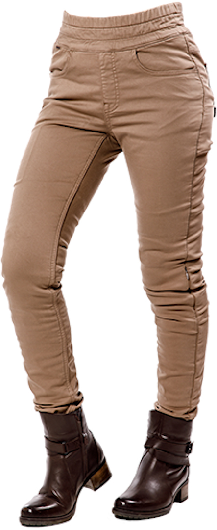 Overlap Jane Ladies Motorcycle Leggings, beige, Size 26 for Women