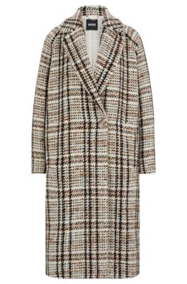 Oversize-fit coat in checked fabric with wool- Patterned Women's Formal Coats size 4