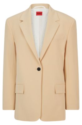 Oversize-fit jacket in stretch fabric with single button- Light Beige Women's Tailored Jackets size 4