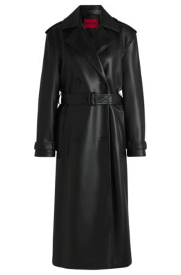 Oversize-fit trench coat in faux leather- Black Women's Casual Coats size 4