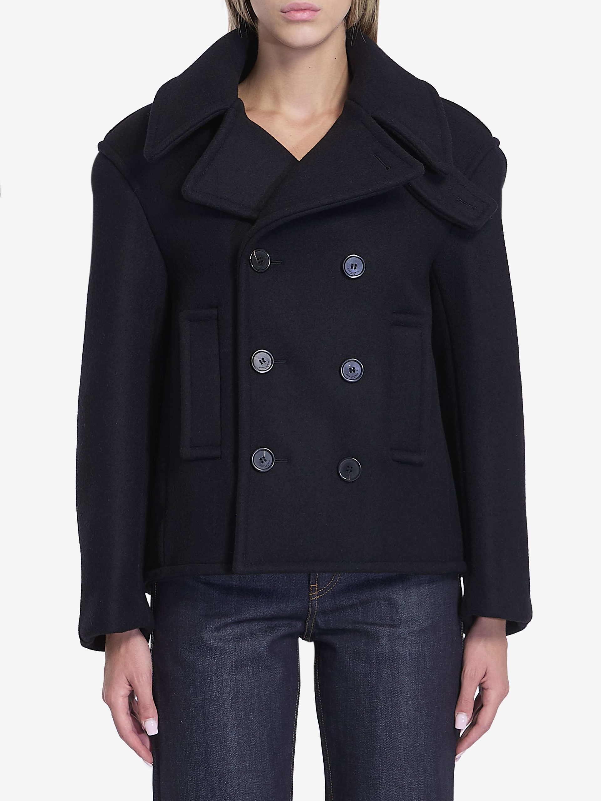 Oversize pea coat in wool