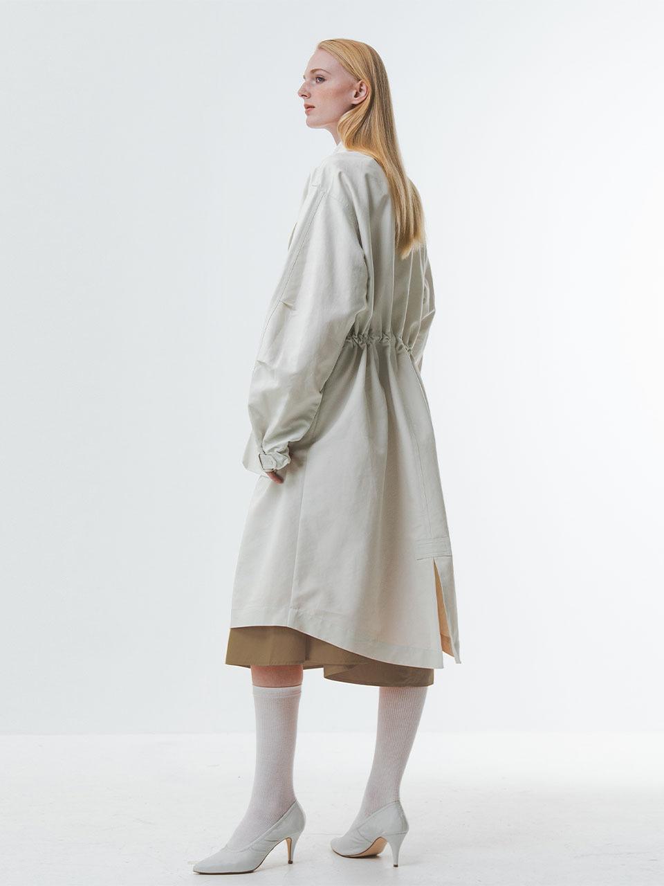 Oversized Cotton Lightweight Trench Coat [White]