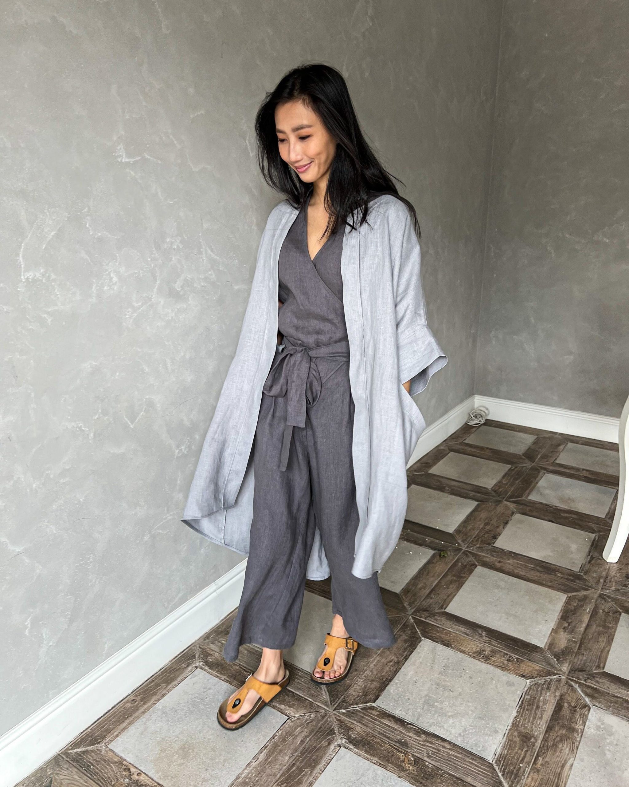 Oversized Linen Coat, Duster, Kimono Jacket, Cape Coat Odette, Plus Size