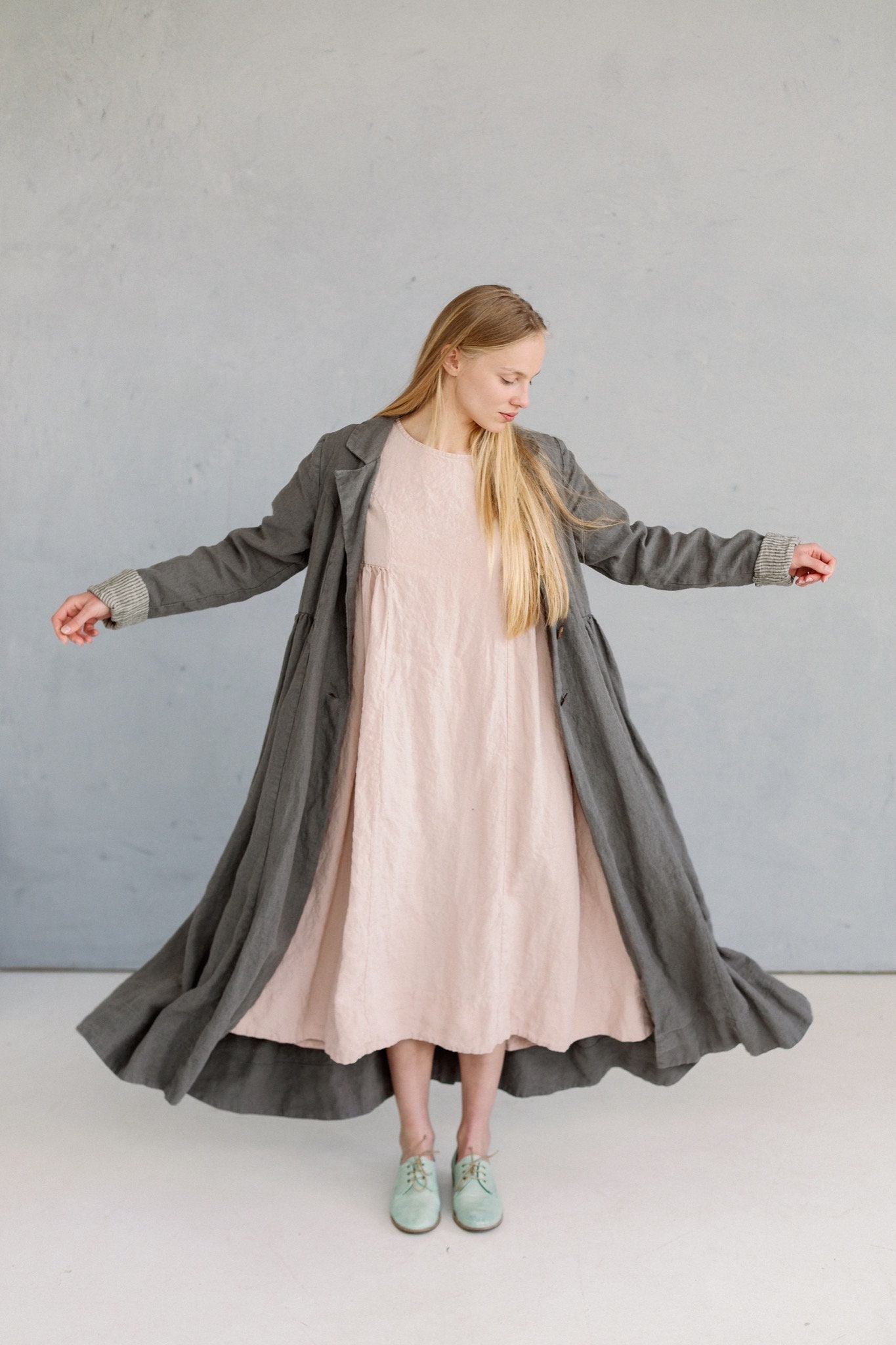 Oversized Linen Coat Lilly, Coat, Duster, Kimono, Loose Long Jacket | Optional Embroidery