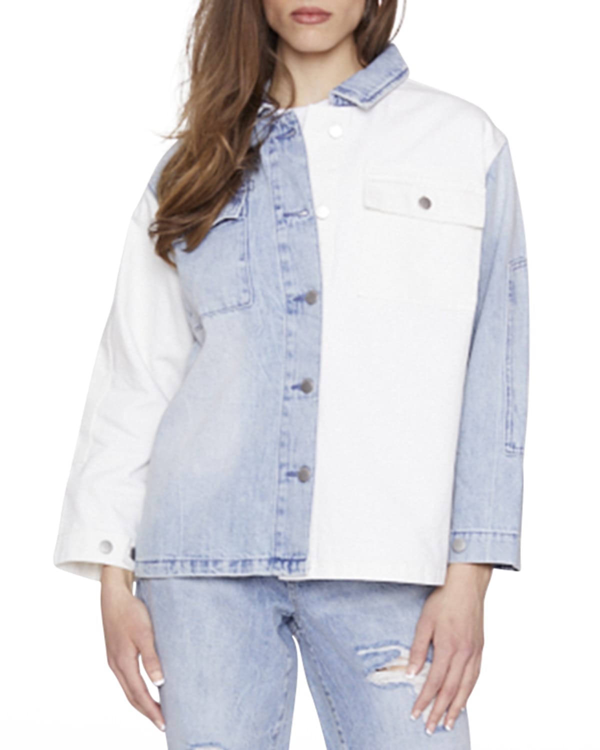 Oversized Two-Tone Denim Shacket