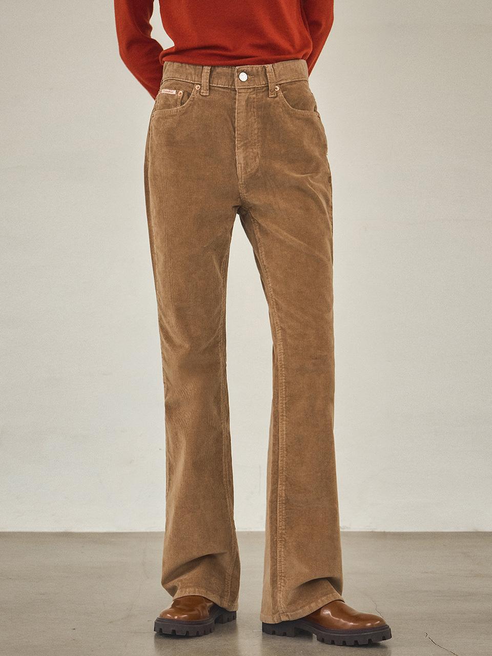 P3201 Corduroy Flared Pants_Beige