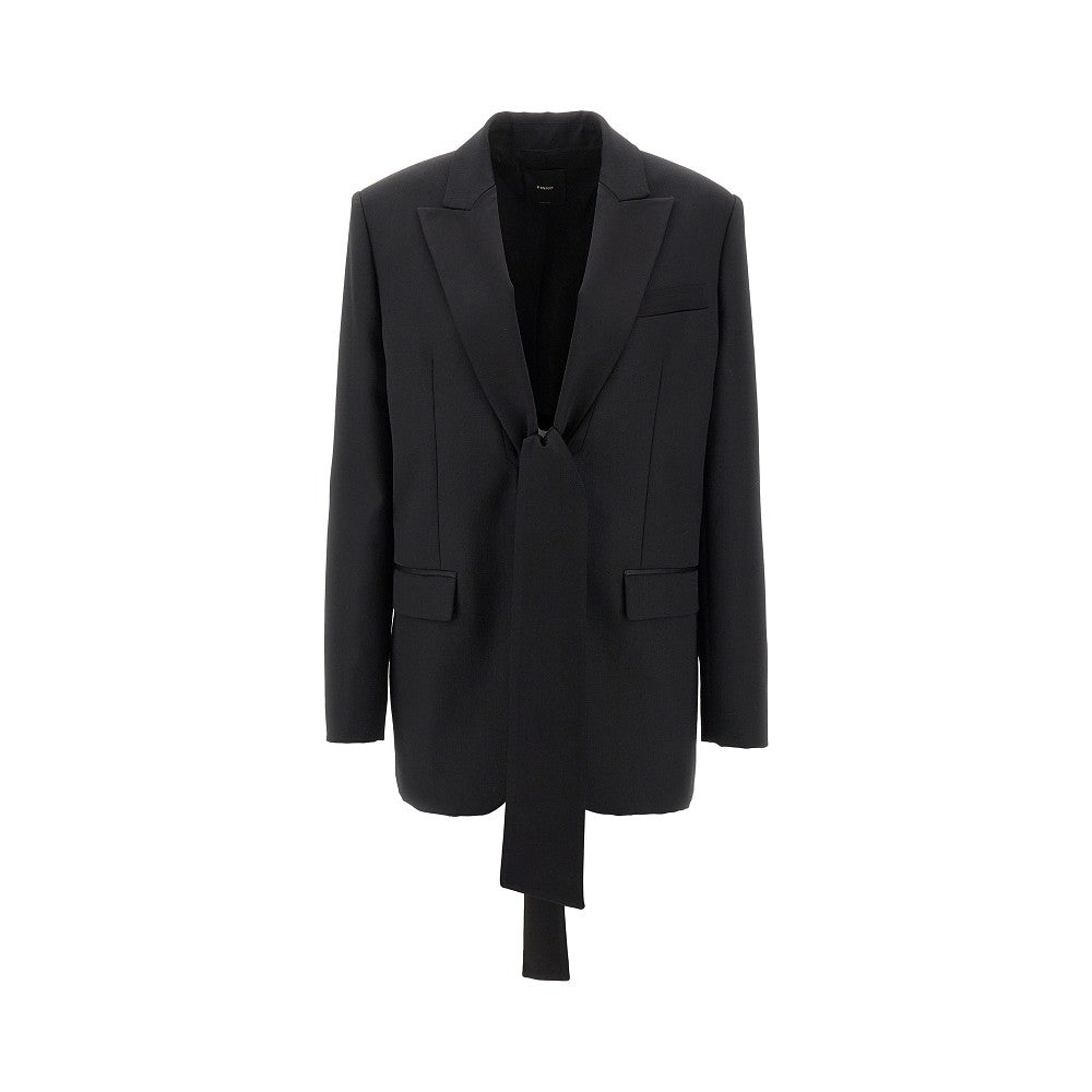 PINKO Techno wool blazer jacket with satin collar Woman 40