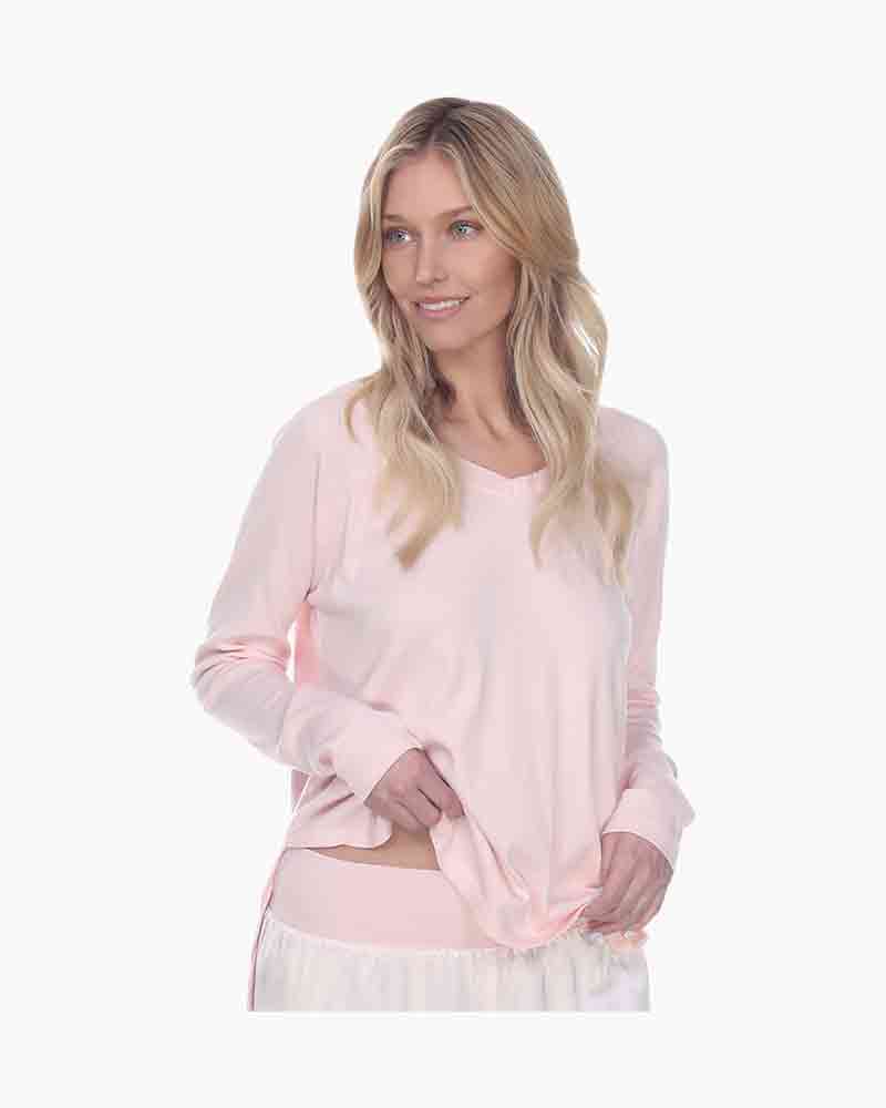 PJ Harlow Frankie Long-Sleeve PJ Top in Blush