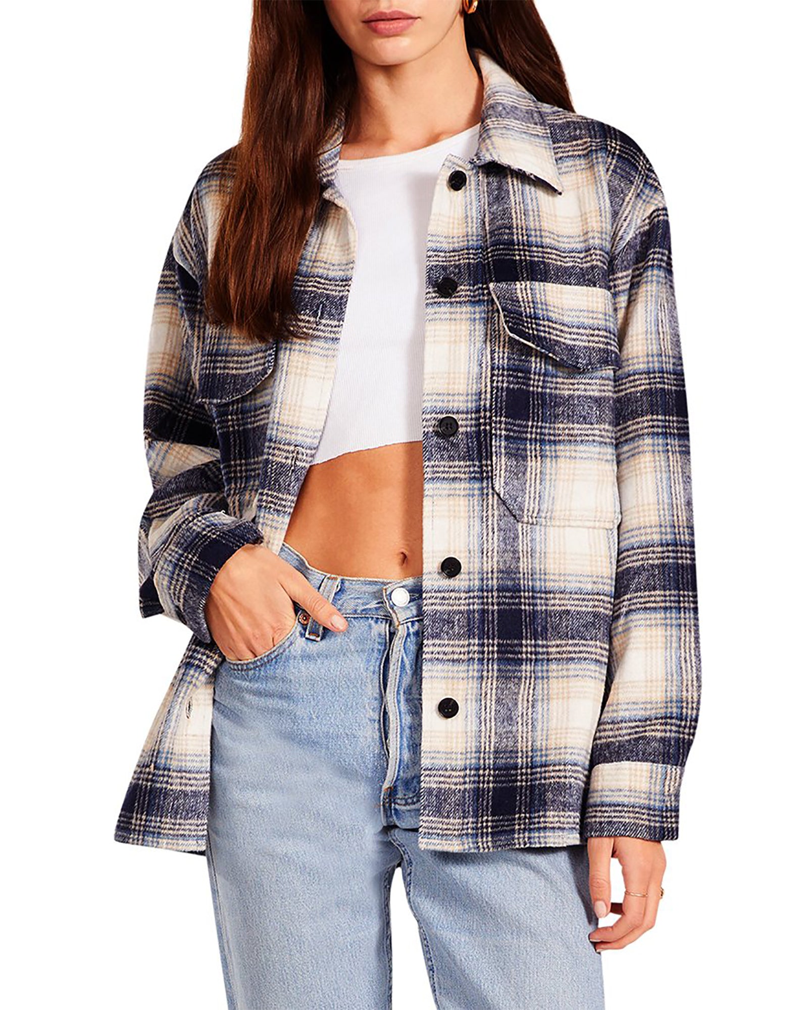 PLAID SHACKET BLUE MULTI