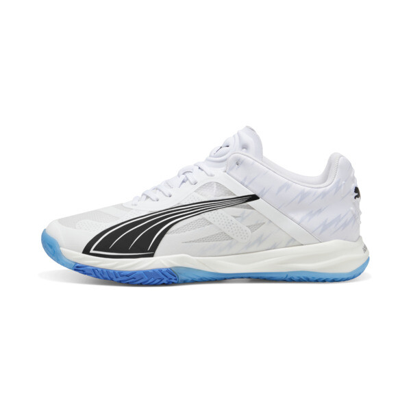 PUMA Accelerate NITRO SQD Court Shoes in White/Bluemazing/Black, Size 5