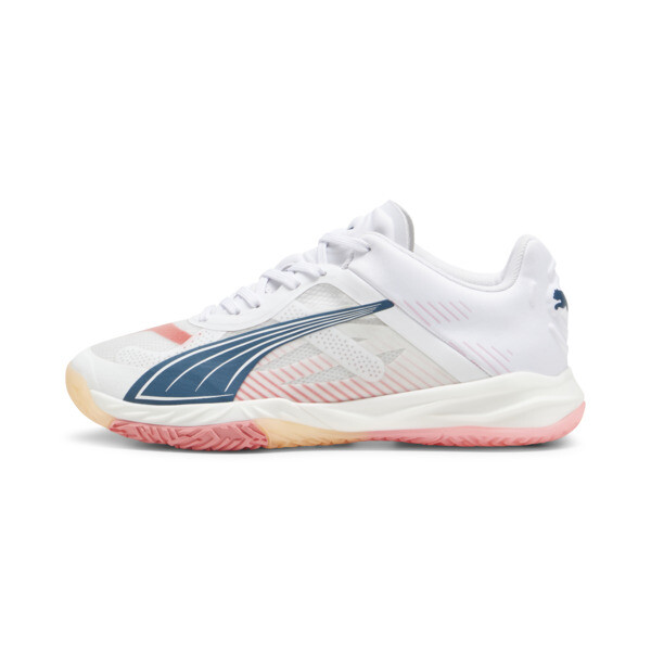 PUMA Accelerate NITRO SQD Women's Court Shoes in White/Ocean Tropic/Passionfruit, Size 9