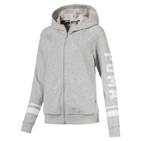 PUMA Athletic Women's Full Zip Hoody in Light Grey Heather, Size XS