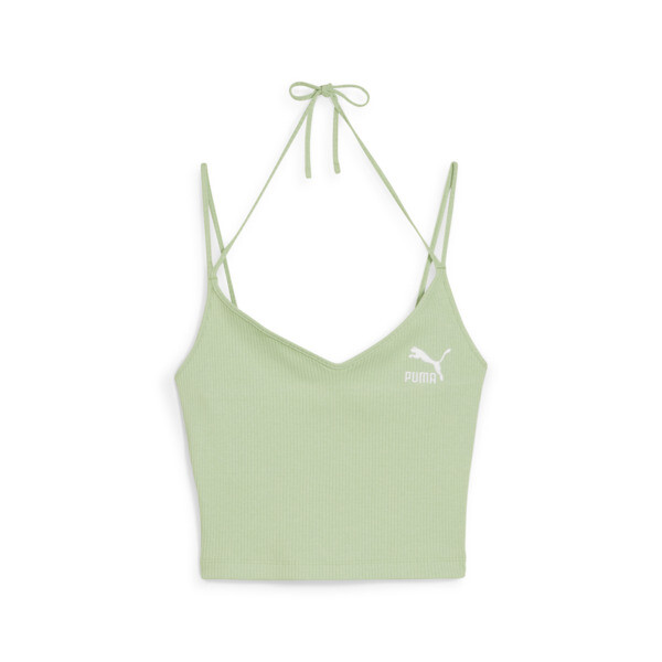 PUMA CLASSICS Women's Ribbed Crop Top in Pure Green, Size XS