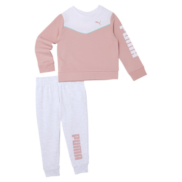 PUMA Fleece Crewneck Sweatshirt + Jogger Toddler Set in Bridal Rose, Size 12M