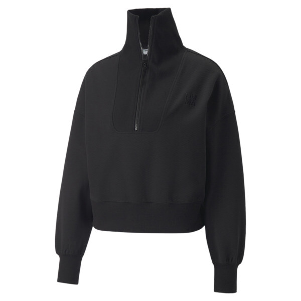 PUMA Infuse Women's Half-Zip Oversized Sweatshirt in Black, Size XS