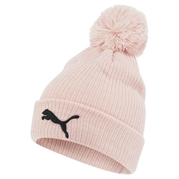 PUMA Lily Cuff Pom Beanie Hat in Light Pastel Pink