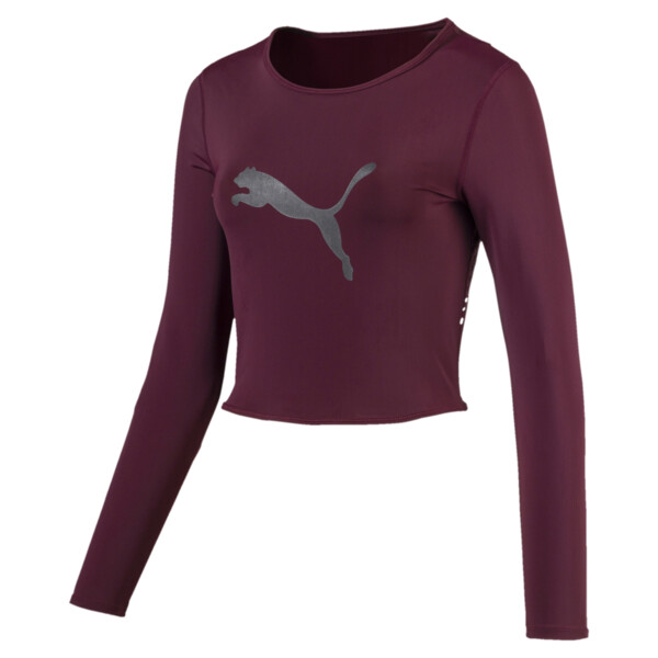 PUMA Luxe Long Sleeve Women's Crop Top in Fig Purple, Size XL