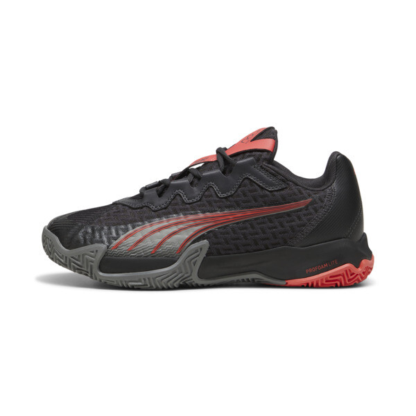 PUMA NOVA Elite Court Shoes in Flat Dark Grey/Black/Flat Medium Grey, Size 5