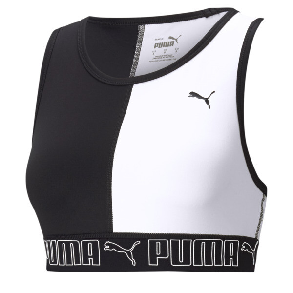 PUMA Women's Training Crop Top in Black/Eggnog, Size L