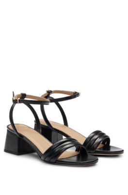 Padded-strap sandals with block heel- Black Women's Sandals size 7