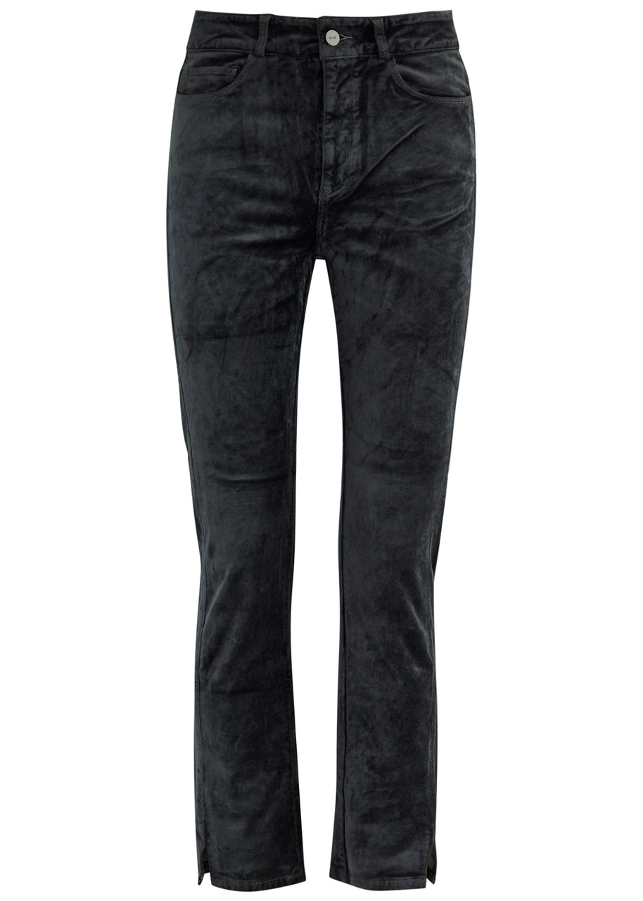 Paige Cindy Straight-leg Velvet Trousers - Navy - 25 (W25 / UK6 / XS) - 25 (W25 / UK6 /xS)