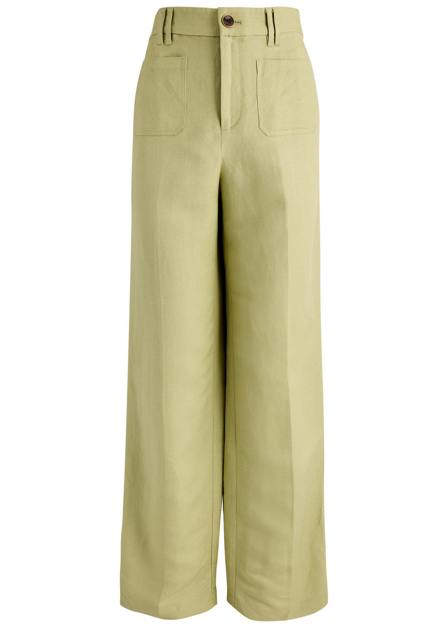 Paige Montauk Wide-leg Linen-blend Trousers - Beige - 10 (UK14 / L)