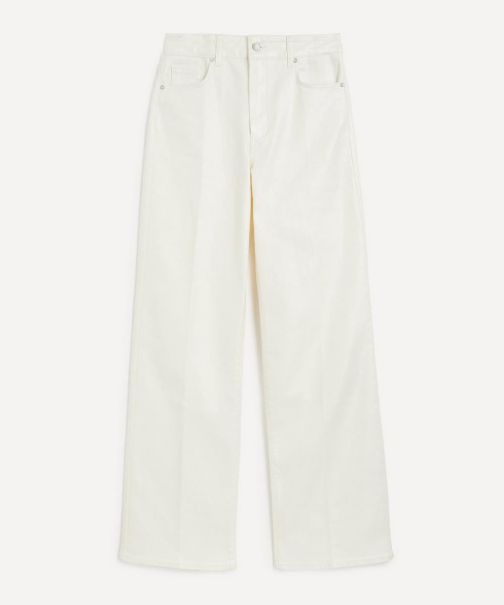 Paige Women's Sasha High-Rise Wide Leg Jeans in Pearl White Coated 25