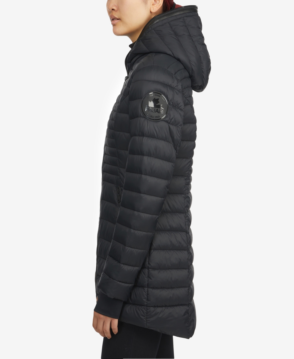 Pajar Women's s Lyvien Packable Light Weight Puffer Coat with Fixed Hood - Black