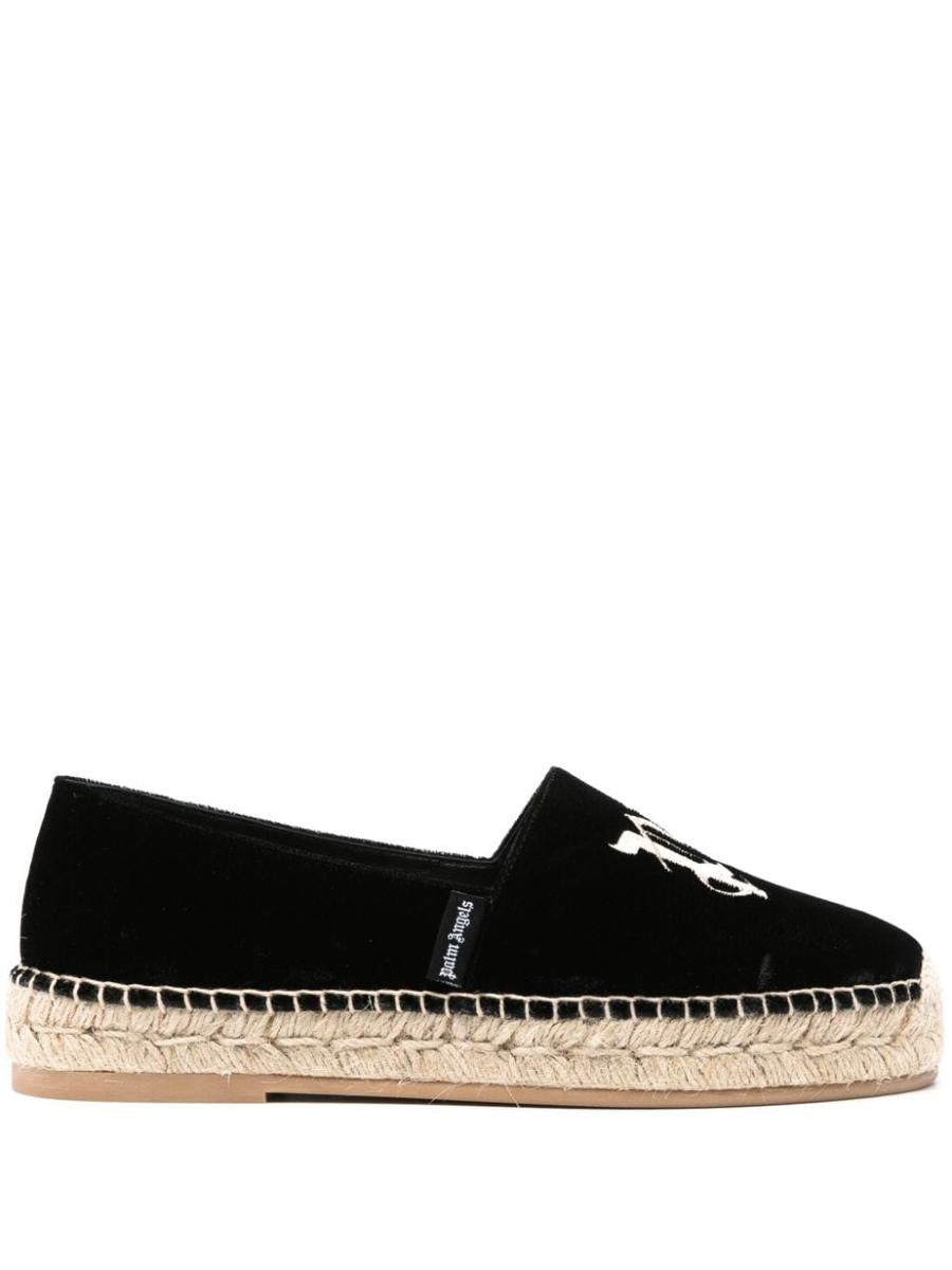 Palm Angels Logo-Embroidered Velvet Espadrilles