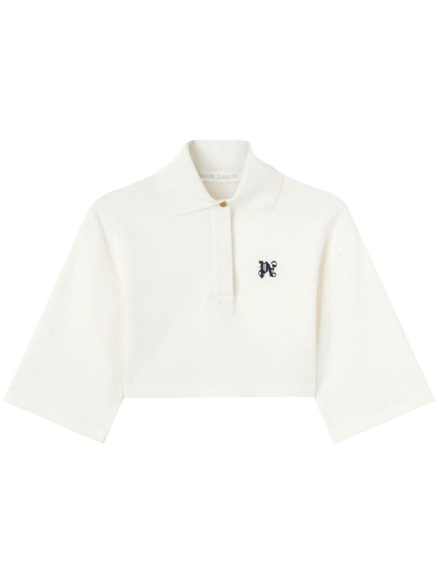 Palm Angels Pa Monogram Cropped Polo Top