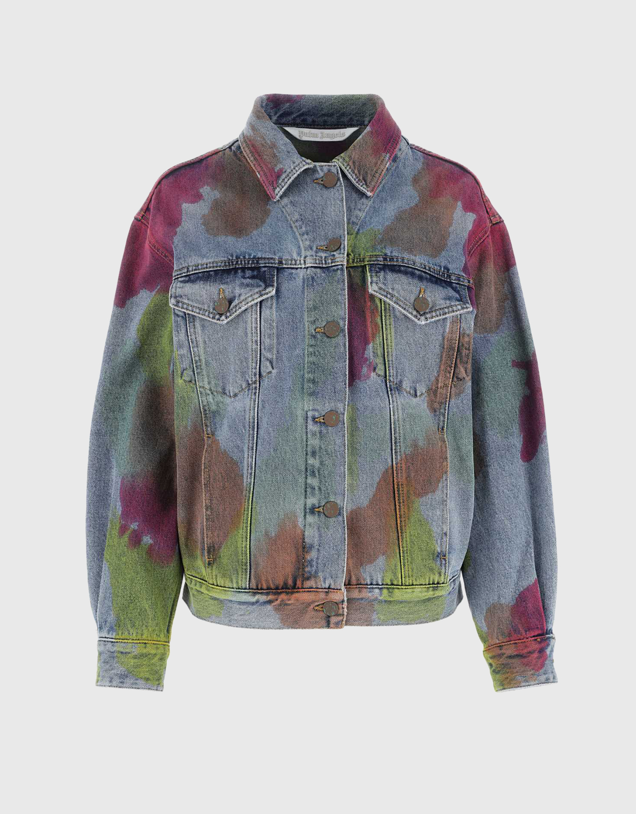 Palm Angels Tie-Dyed Buttoned Oversize Denim Jacket - XS