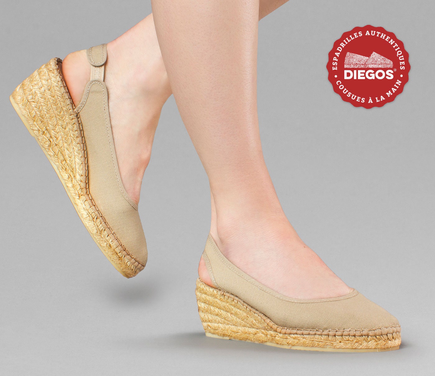 Paloma Beige High Wedge Slingback Espadrilles Shoes Hand Made & Stitched in Northern Spain | Capsule Wardrobe