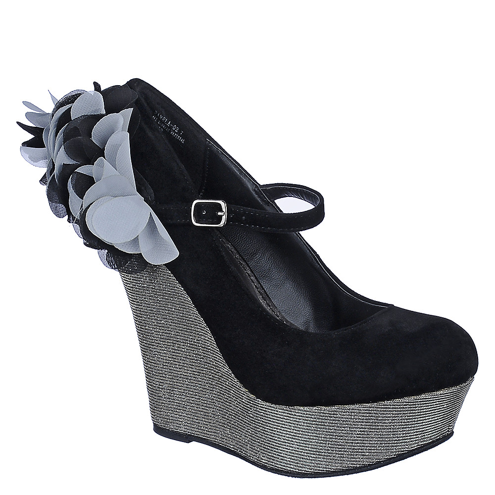 Pamela-02 Platform Wedge Heel Black/Silver Black/Silver