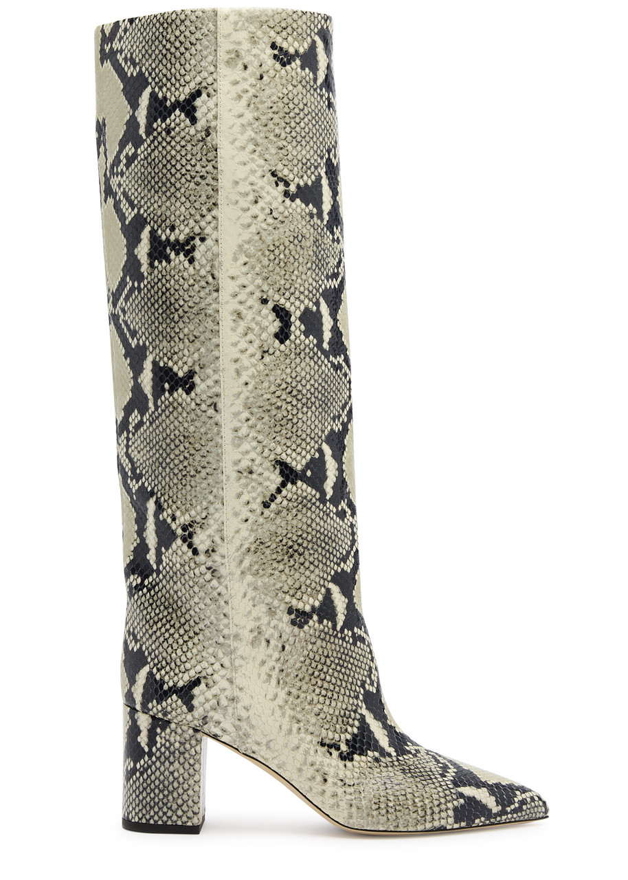 Paris Texas Anja 70 Python-effect Leather Knee-high Boots - Beige - 40 (IT40/ UK7)