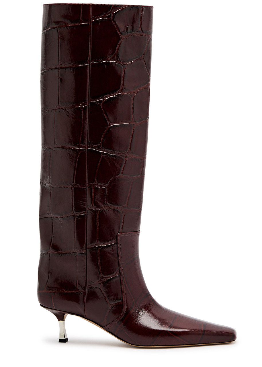 Paris Texas Bettina 55 Crocodile-effect Leather Knee-high Boots - Burgundy - 39 (IT39/ UK6)