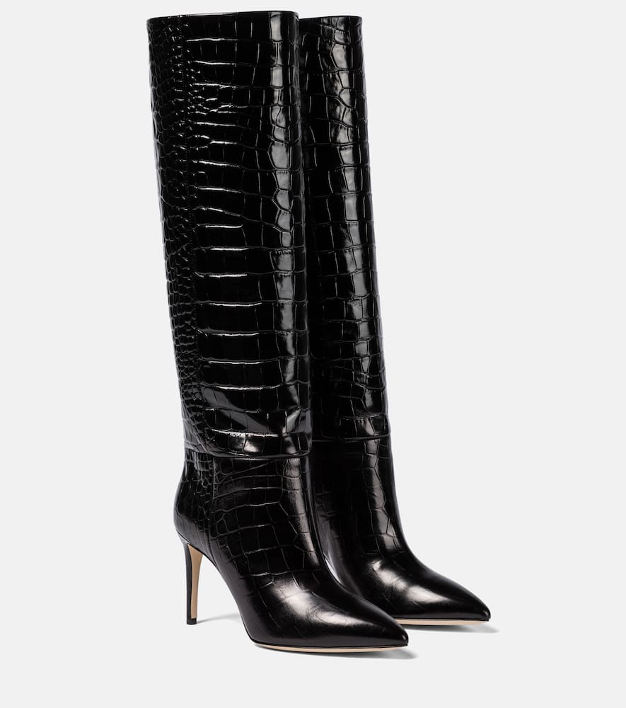 Paris Texas Croc-effect leather knee-high boots