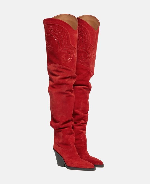 Paris Texas Over-The-Knee Boots in Red, Women's (Size 7)