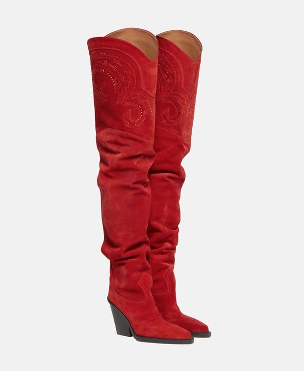 Paris Texas Over-The-Knee Boots in Red, Women's (Size 8)